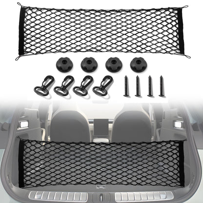 Amiss Cargo Net Stretchable. Adjustable Elastic Trunk Storage Net with Hook for SUVs, Cars and Trucks, Car Exterior Accessories (43.3x15.8 Inch)