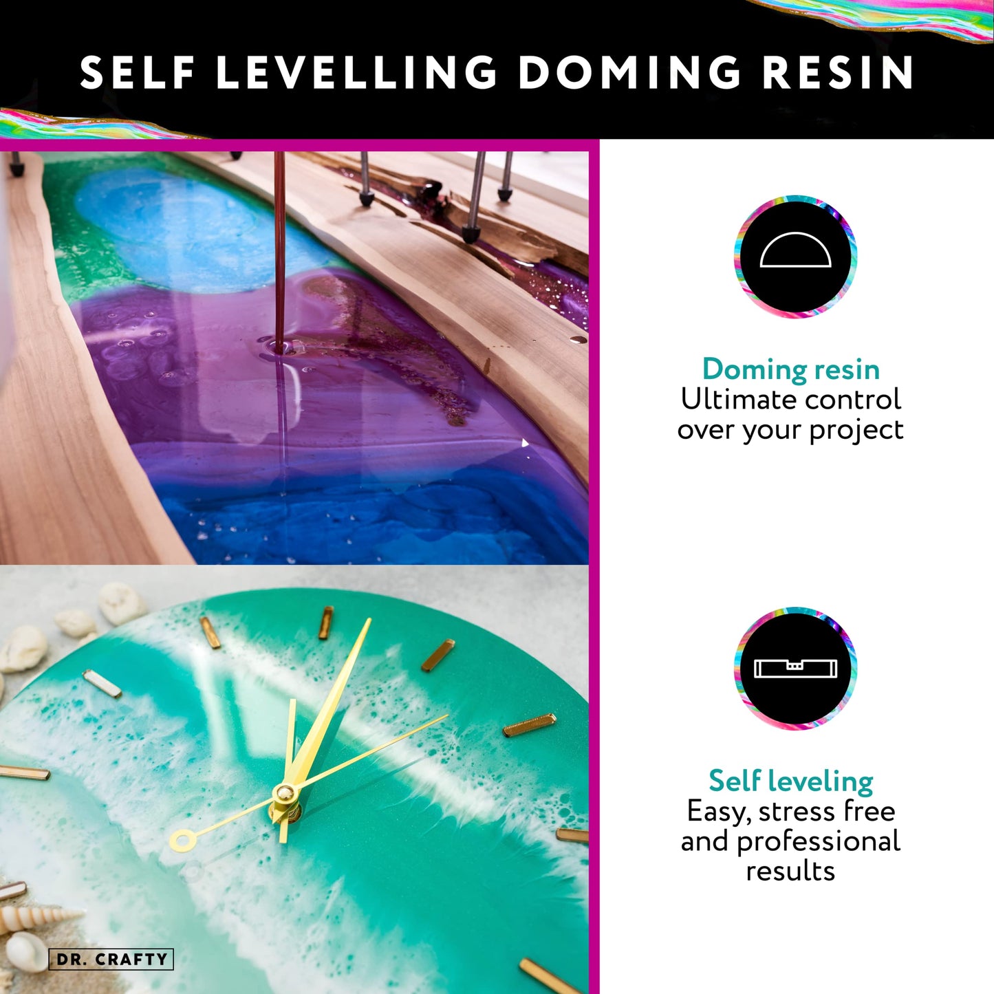 DR CRAFTY Clear Epoxy Resin Kit - Table Top, Art, Craft, Jewelry Casting, DIY, Tumblers & Wood - 2 Part Kit (16 Ounces)