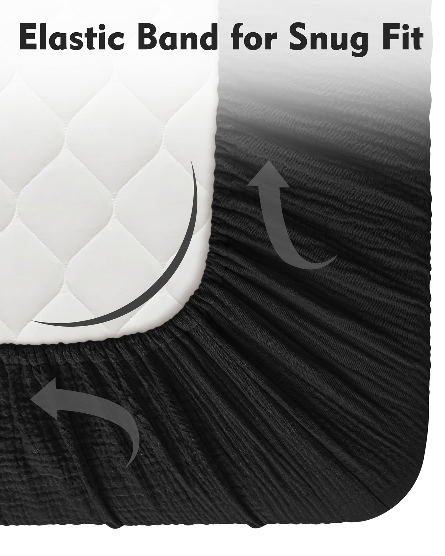 Pro Goleem Muslin Pack n Play Sheets for Boys and Girls, Soft Breathable Cotton Fitted Mini Crib Sheets, Neutral Baby Sheets for Playard Mattress, 1 Pack (Black)