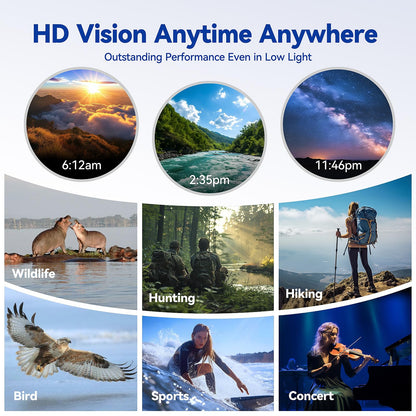 Fiyxlop 12x42 HD Binoculars for Adults - Upgraded BAK4 Prism and FMC Lens, Phone Adapter + Tripod for Bird Watching, Cruise Ships, Concerts, Hunting, Hiking, Wildlife Observation