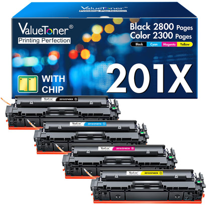 Valuetoner 201X Toner Compatible for HP 201X Toner Cartridges 4 Pack High Yield CF400X CF401X CF402X CF403X for Color Laserjet Pro MFP M277dw M252dw M277c6 M277n M252n M277 (Black Cyan Yellow Magenta)