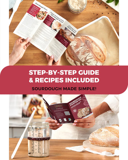 Superbaking Sourdough Starter Jar, Beginner Sourdough Starter Kit, 34oz Wide Mouth Sour Dough Glass Jar with Guides & Recipes, Sourdough Bread Baking Supplies, Sourdough Container Crock