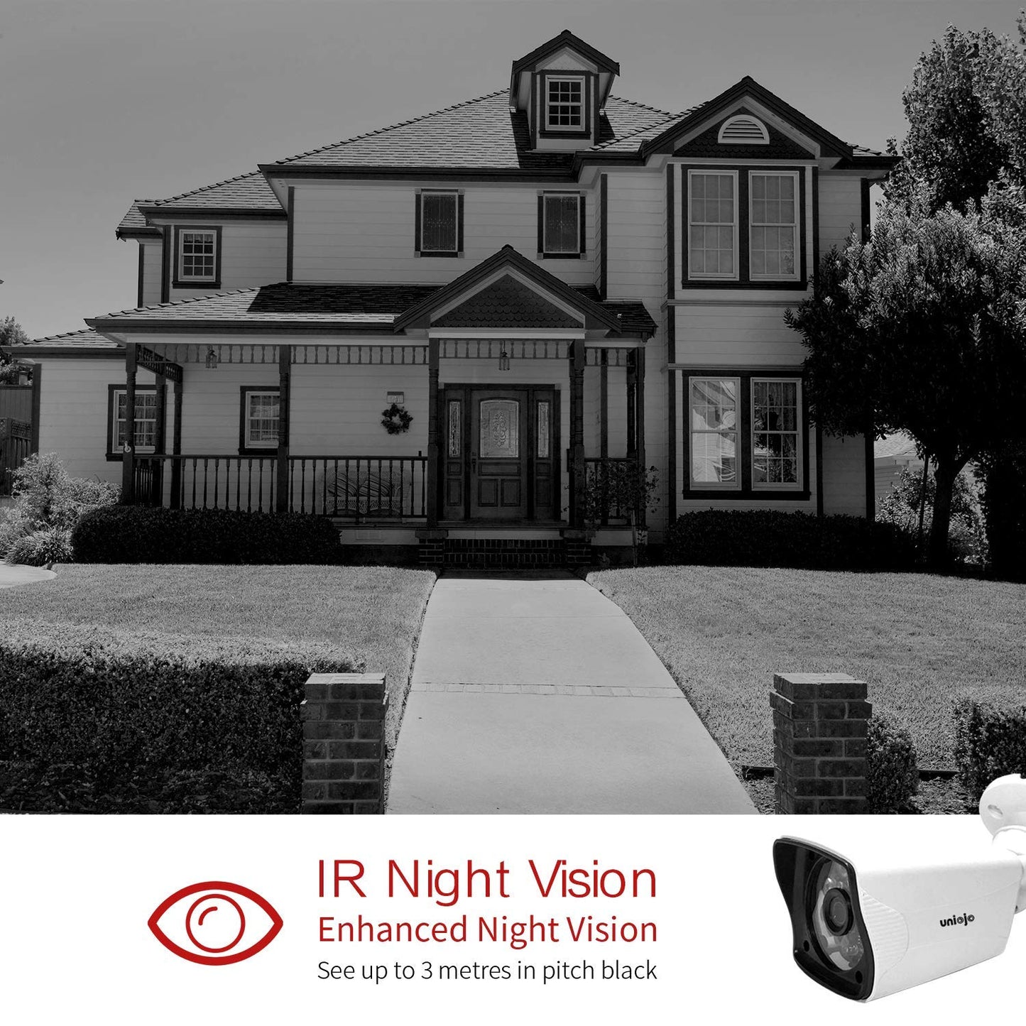 Wireless Security Camera System Outdoor, UNIOJO 2.0MP 1080P Waterproof IP66 Indoor Outdoor Home Surveillance IP Camera with 8CH CCTV NVR Recorder (1T Hard Drive), Night Vision, Motion Detection