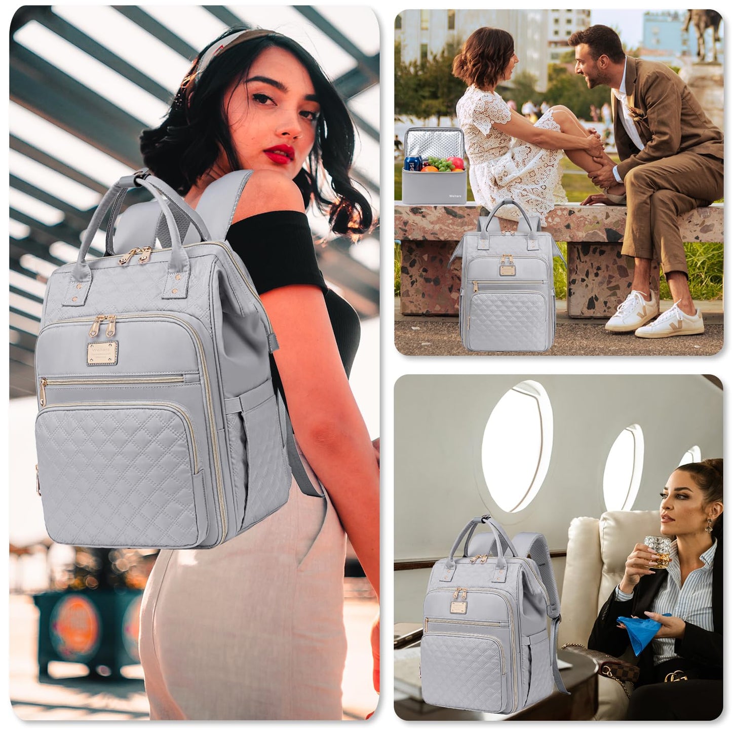 Weitars Lunch Backpack For Women,15.6 Inch Laptop Backpacks For Womens Back pack, Travel Backpacks,Work Backpack For Women (Gray)