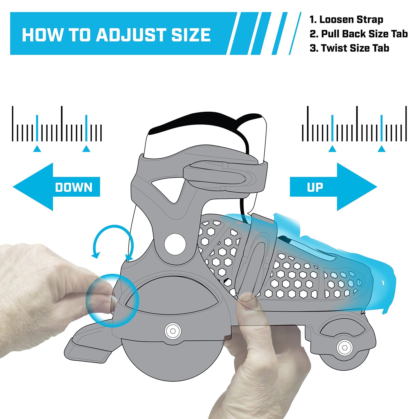 Roller Derby Fun Roll Adjustable Roller Skates for Beginners, Boys & Girls Small (7-11)