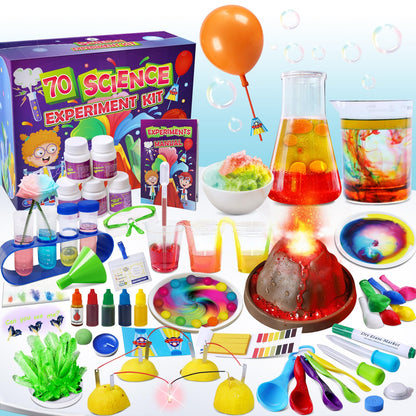 UNGLINGA 70 Lab Experiments Science Kits for Kids Educational Scientist Toys Birthday Gifts Idea for Girls Boys, Chemistry Set, Erupting Volcano, Fruit Circuits, S.T.E.M Activities Science Project