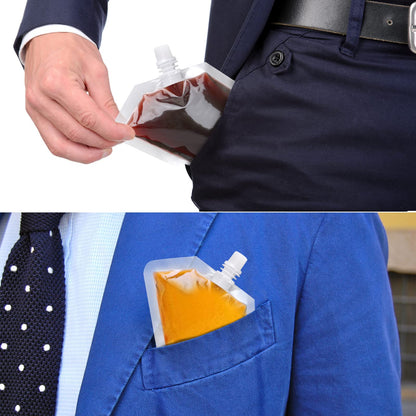 24 Pcs Plastic Flasks, 8 Oz Concealable and Reusable Drink Pouches, Leak-Proof Food Grade Plastic for Travel