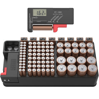 Battery Organizer Storage case with tester can hold 110 battery Various Sizes for AAA, AA, 9V, C and D size and Digital Battery Tester