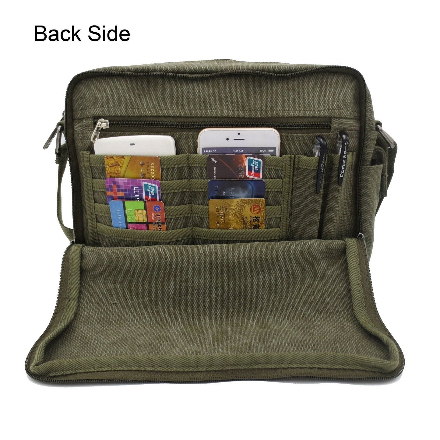 Travel Purse Messenger Bag for Men Womens Canvas Shoulder Bag Handbags Multifunctional Crossbody Bag for Working Travel Change Packet Green