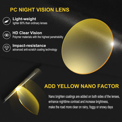 URUMQI Anti Glare Night Driving Glasses Fit Over Eyeglasses for Men Women, Polarized Nighttime Glasses HD Vision Yellow Lens