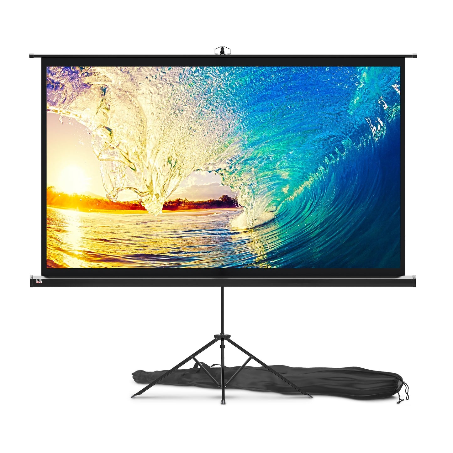 PropVue Projector Screen with Stand 84" - Indoor & Outdoor Projection Screen for Movie or Office Presentation - 16:9 HD Premium Wrinkle-Free Tripod Screen for Projector with Carry Bag & Tight Strap