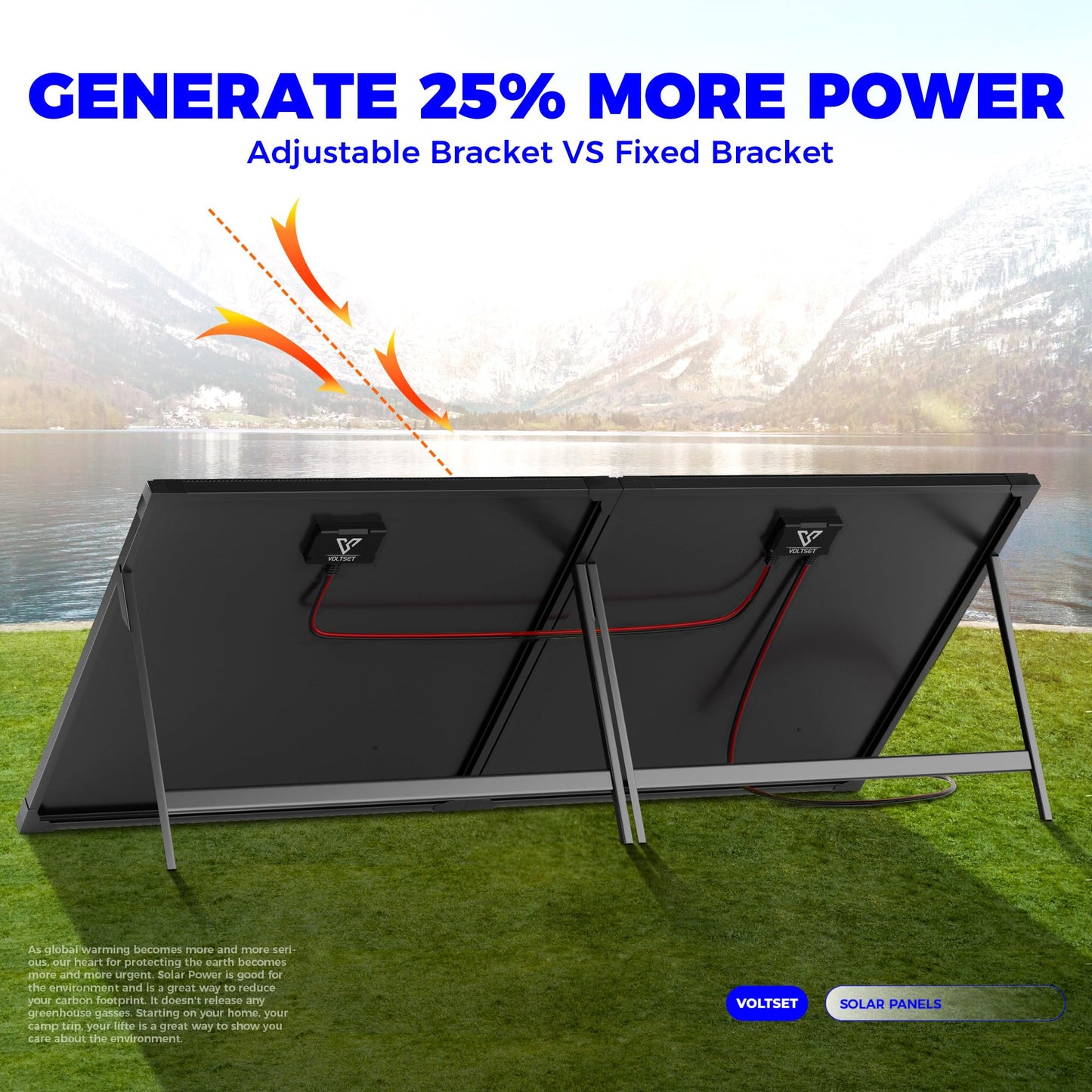 VOLTSET 100 Watt 12 Volt Portable Solar Panel with Waterproof 10A Charger Controller, Foldable 100W Solar Charger Suitcase with H-Bracket for Power Station, Car, Camping, RV, Boat and Outside