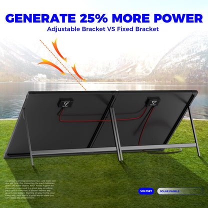 VOLTSET 100 Watt 12 Volt Portable Solar Panel with Waterproof 10A Charger Controller, Foldable 100W Solar Charger Suitcase with H-Bracket for Power Station, Car, Camping, RV, Boat and Outside