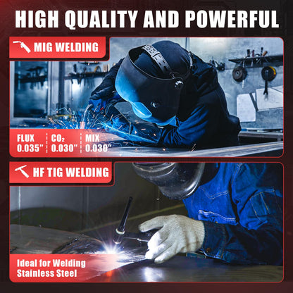 AWT MIG Welding Machine,160A 5 in 1 Plasma Cutter Welder Combo HF TIG/Gas MIG/Flux MIG/Stick Welding,110/220V Dual Voltage, Multi-Process Welder MIG88-160M