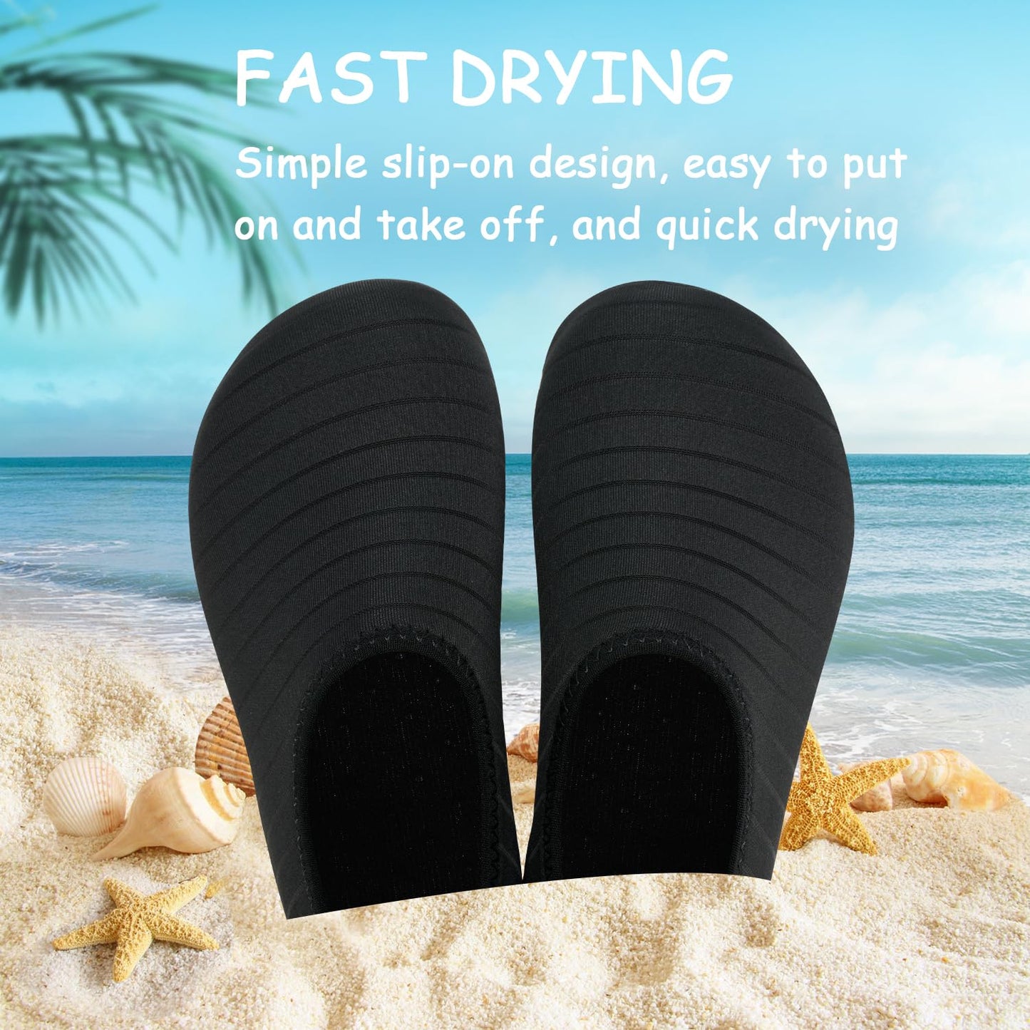 ANLUKE Kids Boys Girls Water Shoes Barefoot Aqua Socks Fast Dry Beach Swim Outdoor Sports Shoes for Toddler Black 32/33