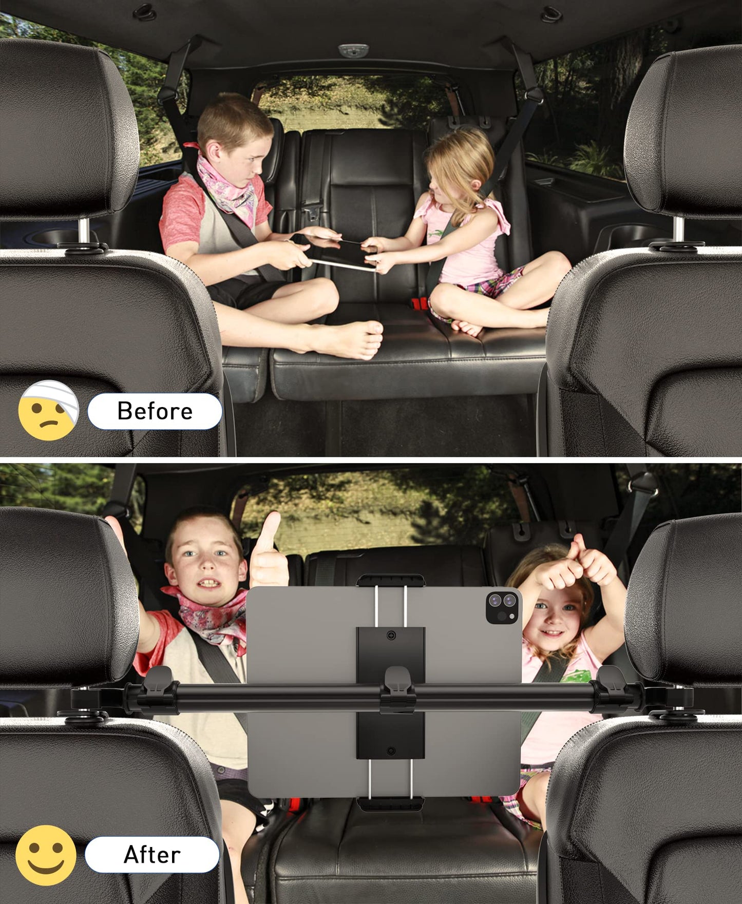 Car Tablet Holder Mount for iPad: Headrest Tablet Stand for Car Back Seat Compatible with iPad Pro Air Mini | Galaxy Tab | Kindle Fire HD | Switch OLED or Other 4.7-16.1" Devices