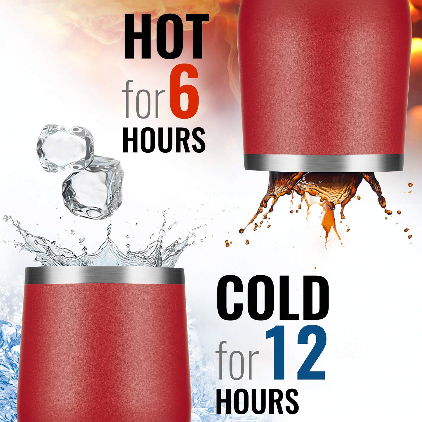 TDYDDYU 6pack 12 OZ Stainless Steel Wine Tumbler with Lid,Wine Glass Tumbler Double Wall Vacuum Insulated Travel Tumbler Cup for Coffee, Wine, Cocktails, Ice Cream… (Combination Color 6pack)