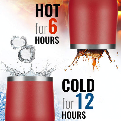 TDYDDYU 6pack 12 OZ Stainless Steel Wine Tumbler with Lid,Wine Glass Tumbler Double Wall Vacuum Insulated Travel Tumbler Cup for Coffee, Wine, Cocktails, Ice Cream… (Combination Color 6pack)