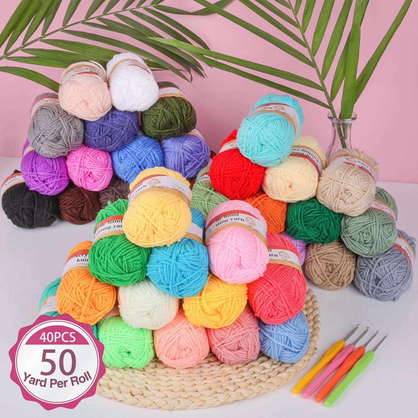 XSEINO Crochet Kit with Crochet Hooks Yarn Set - Premium Bundle Includes 40 Colors Crochet Yarn Balls, Crochet Kit, Accessories Kit, Crochet Bag and Lot More - Starter Pack for Kids Adults