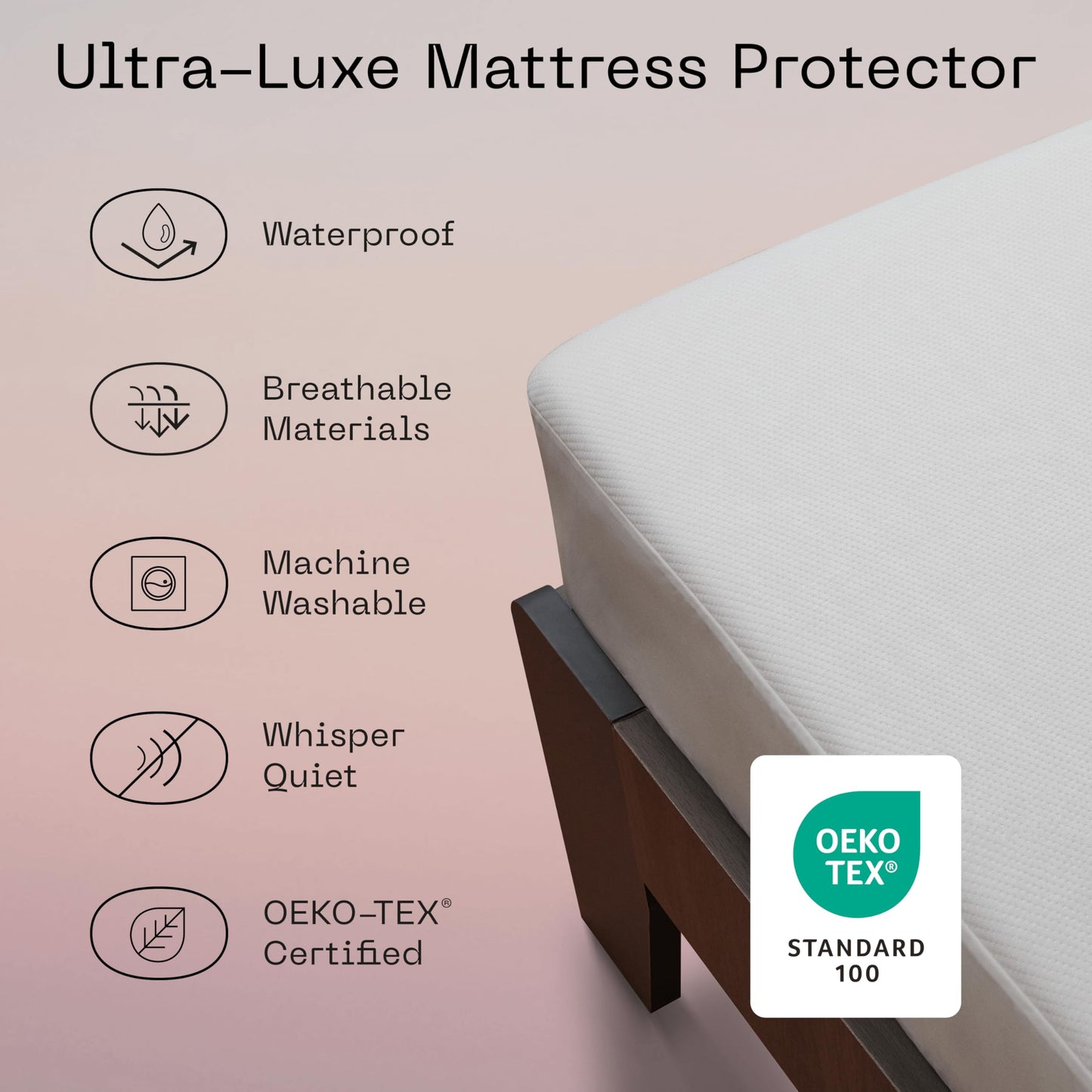 Coop Home Goods Ultra-Tech Waterproof Mattress Protector Cal King, Smooth Top Mattress Pad, Waterproof Cover, Up to 18 Inches Deep, Machine Washable, Noiseless Comfort, Cal King (72x84)