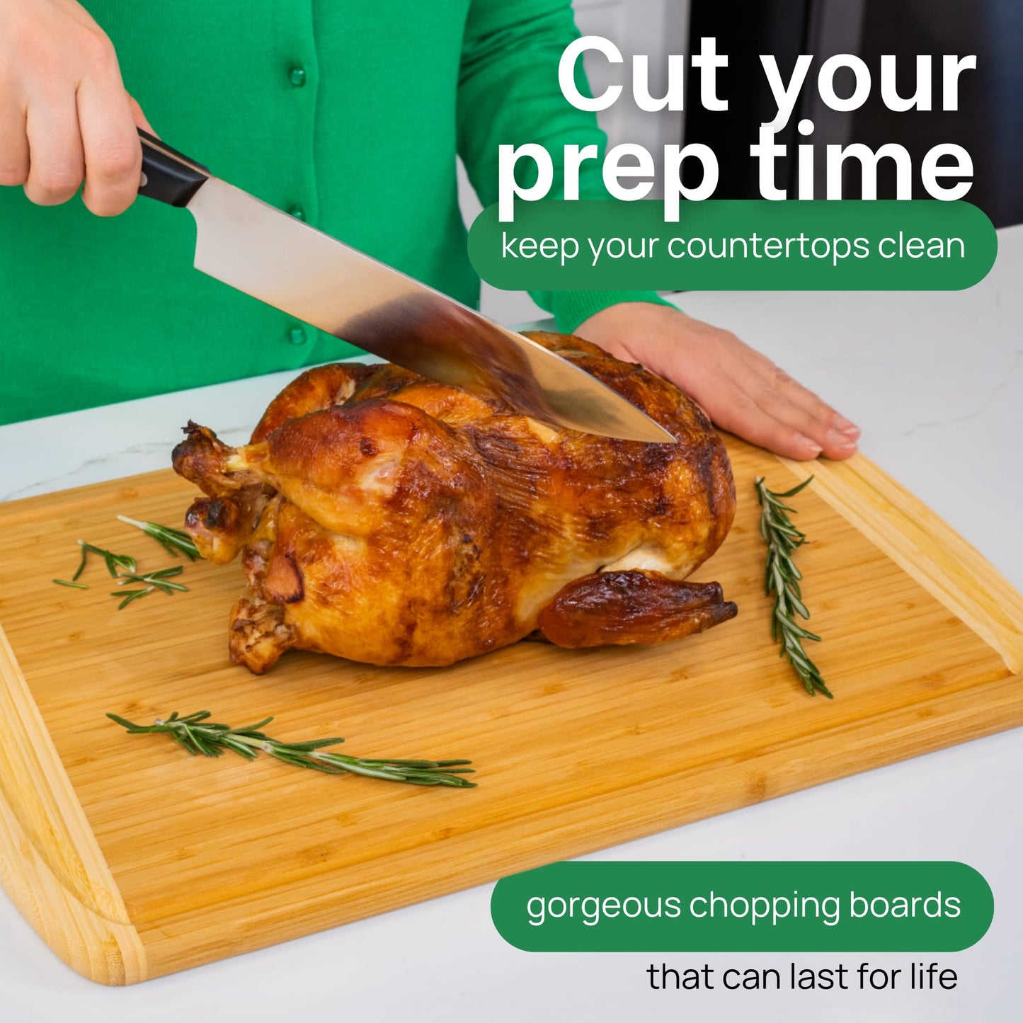 FSC® Certified Organic Extra Large Bamboo Cutting Board – 18 x 12.5 Inch – Reversible Wood Non Toxic Cutting Boards for Kitchen Prep, Meat, Charcuterie & Serving, Lifetime Replacments