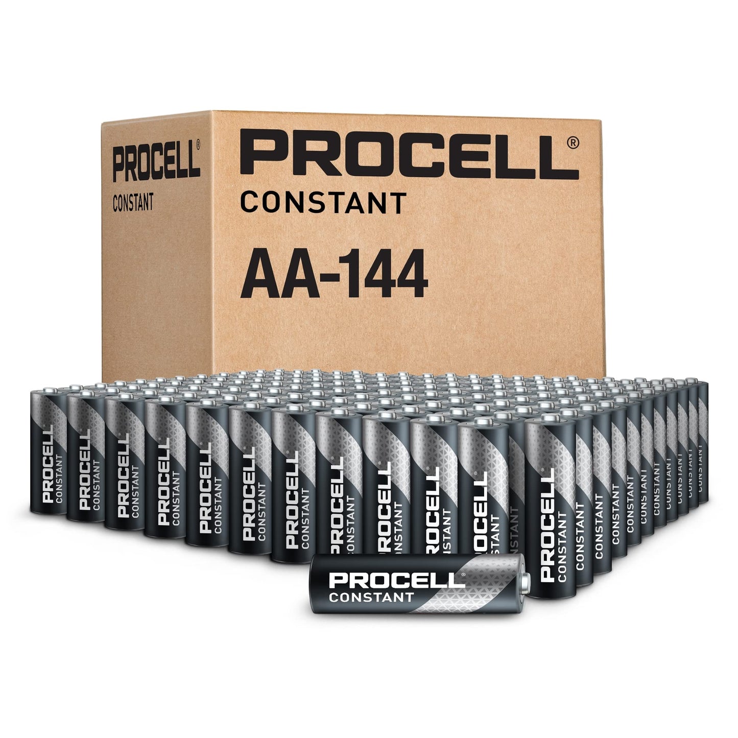 PROCELL Constant AA Long-Lasting Alkaline Batteries (144 Pack) 10-Year Shelf Life, Bulk Value Pack for Consistent Moderate Drain Professional Devices