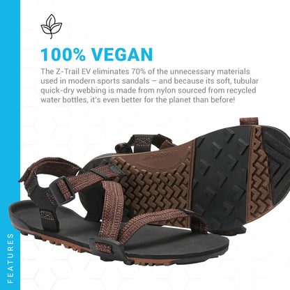 Xero Shoes Men's Z-Trail EV Barefoot Hiking Sandals, Multi-Brown, 12