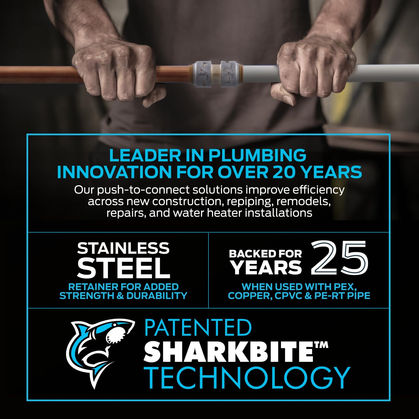 SharkBite Max 1/2 Inch Coupling, Push to Connect Brass Plumbing Fitting, PEX Pipe, Copper, CPVC, PE-RT, HDPE, UR008A