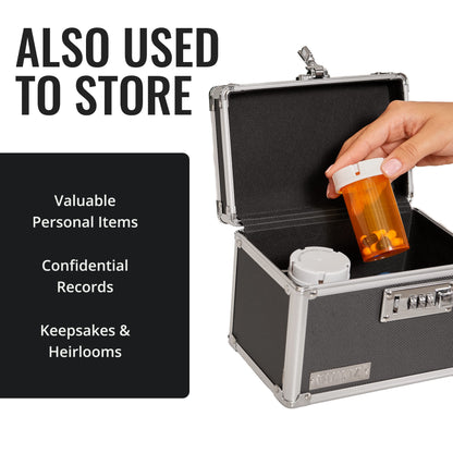 Vaultz Medicine Lock Box - 5 x 7 x 5 Inches - Secure Cabinet Safe with Combination Lock - Ideal for Medications and Small Valuables - Black
