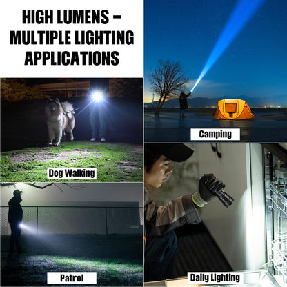 Flashlights LED High Lumens Rechargeable, High Lumen Super Bright Flashlight, USB Fast Charging High Powered Flash Light, Powerful IPX7 Waterproof Handheld Flashlights for Home,Camping(2 Pack)