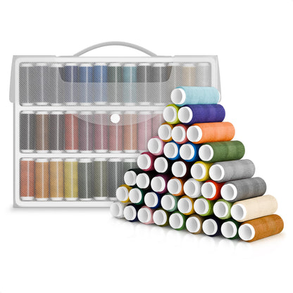 Sewing Machine Thread Set - 39 Colors Polyester Thread for Sewing Machine & Hand Embroidery, 140 Yards Per Spool, Bright Colors That Won't Fade - Ensures Smooth Stitching with Most Fabrics