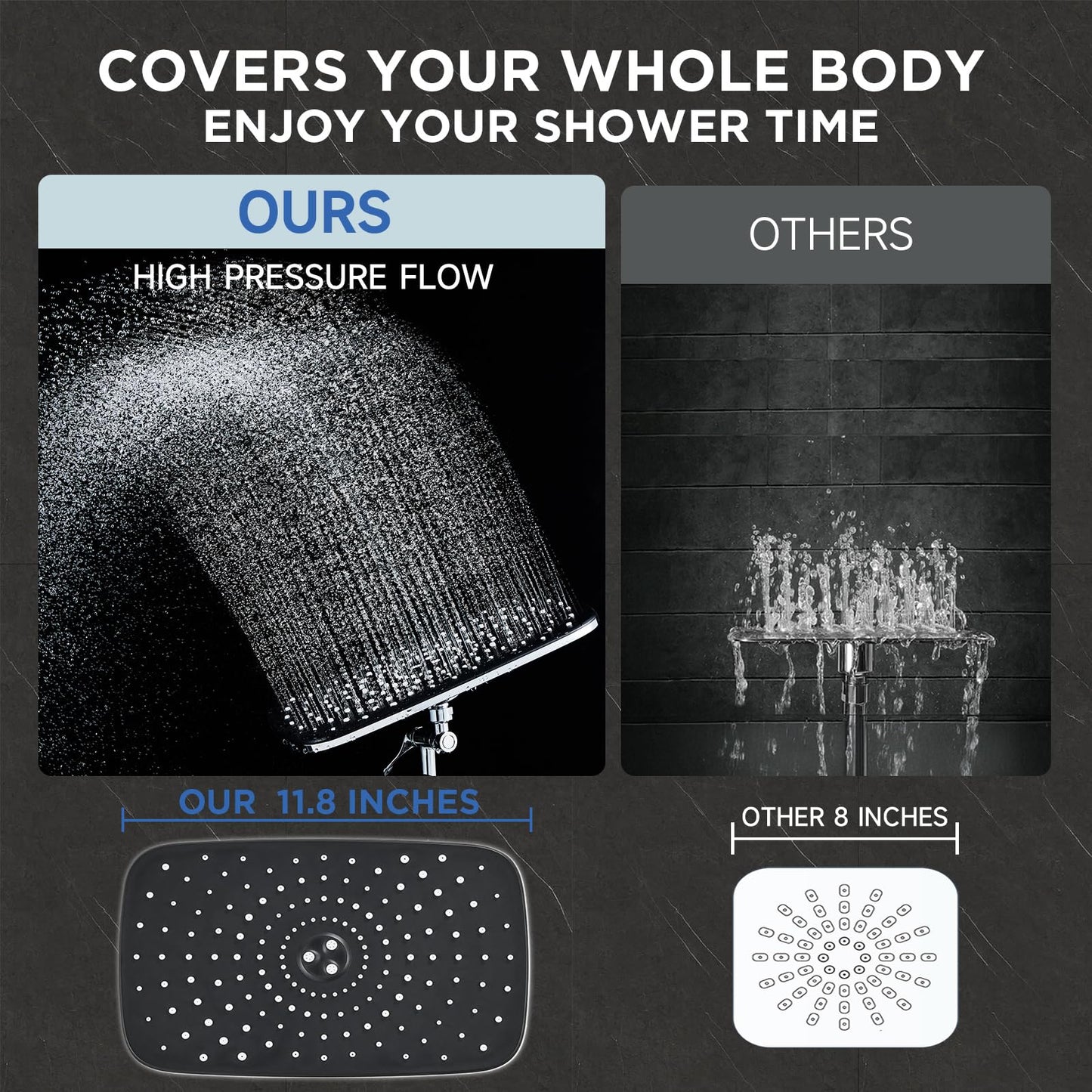 Veken Wide Rain Shower Head with Handheld, High Pressure Rainfall Showerhead Combo with Arm for Bathroom Accessories, Home Decor, Detachable Dual Shower with Multi Modes Handheld Spray, Silver Chrome