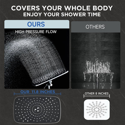 Veken Wide Rain Shower Head with Handheld, High Pressure Rainfall Showerhead Combo with Arm for Bathroom Accessories, Home Decor, Detachable Dual Shower with Multi Modes Handheld Spray, Silver Chrome