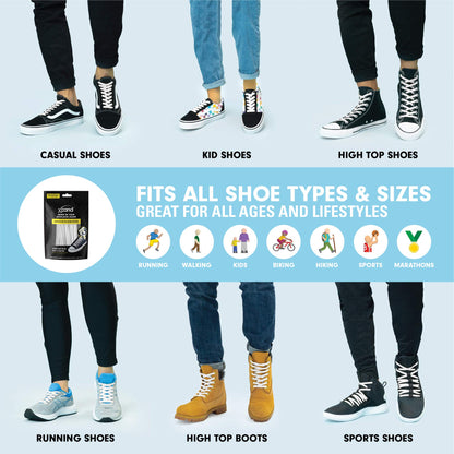 Xpand No Tie Shoelaces for Adults & Kids - Stretch Elastic Shoe Laces for Sneakers | Stretchy Tieless Shoe Strings for Running, Sports & Everyday Wear | One Size Fits All