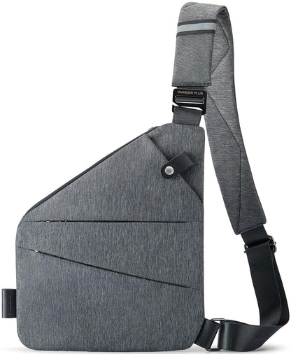 WANDER PLUS Anti Theft Crossbody Bag, Shoulder Bag Anti-theft Design for Travel, Sport, Work, Grey