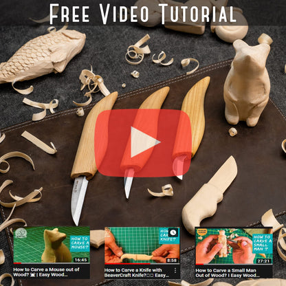 BeaverCraft Wood Carving Knife Kit S15 Whittling Kit for Beginners, Kids - Wood Carving Tools Set with Detail Chip Knife Sloyd Whittling Knives & Leather Strop, Polishing Compound and Tutorials