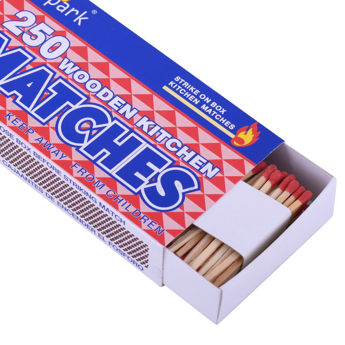 Spark Large Matches – 20 Packs, 5,000 Total Strike-on-Box Matches for Fireplace, Camping, Survival, BBQ | Wholesale Bulk Lot