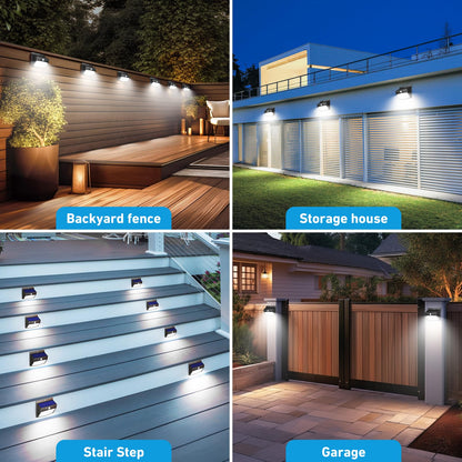 [6 Packs] Solar Lights Outdoor Motion Sensor Solar Security Lights Waterproof with 3 Lighting Modes Solar Powered Wall Lights Outside for Garden Fence Yard Deck