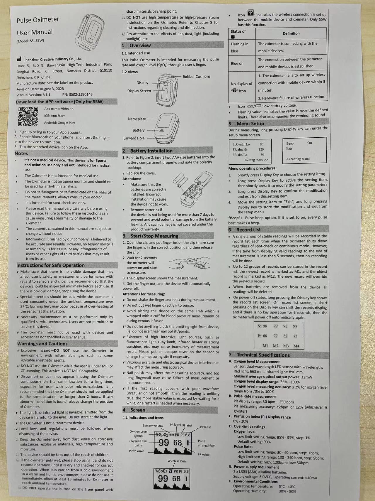 Vibeat Fingertip Pulse Oximeter, Blood Oxygen Saturation Monitor| O2 Meter, Portable SPO2 & Pulse Rate Monitor, Batteries and Lanyard Included