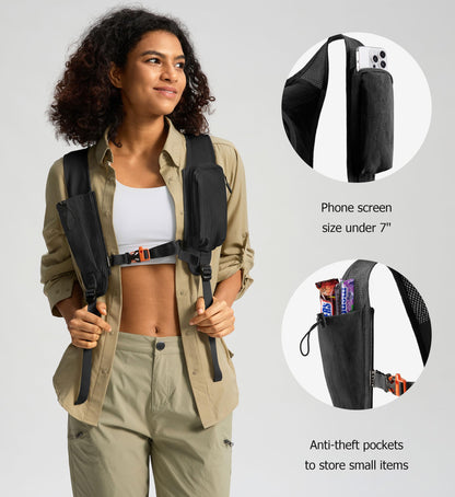 Uselike 10L Small Hiking Backpack Travel Daypack Lightweight Packable Back Pack for Women Men(Black)