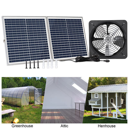ECO-WORTHY 25W Solar Powered Attic Ventilator Gable Roof Vent Fan with 30W Foldable Panel - Fans for Home Attic, Greenhouse, RV or Outdoor, Ready-to-Use Fan,