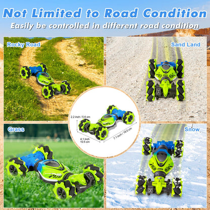 Fosgoit Gesture RC Car, 2.4GHz 4WD Gesture Sensing RC Stunt Car Toys for 6-12 Years Old Boys Girls, Hand Controlled Remote Drift Twist Offroad 360° Rotation with Lights Music for Birthday Gifts