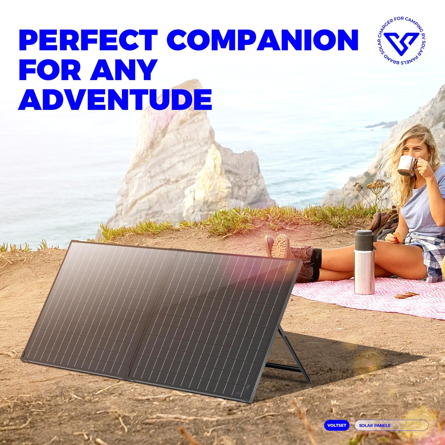 VOLTSET 100 Watt 12 Volt Portable Solar Panel with Waterproof 10A Charger Controller, Foldable 100W Solar Charger Suitcase with H-Bracket for Power Station, Car, Camping, RV, Boat and Outside