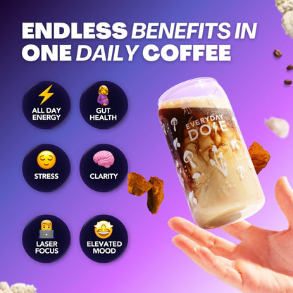 Everyday Dose Premium Adaptogenic Mushroom Coffee with Grass-Fed Collagen, Chaga, Lions Mane & L-Theanine for Better Focus, Energy, Digestion, Skin, and Immunity 30 Servings