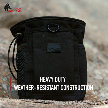 WOLF TACTICAL Drawstring MOLLE Dump Pouch - EDC Drop Bag for Ammo, Magazines, Range Shooting, Hunting, Outdoor Sports (Black Camo)