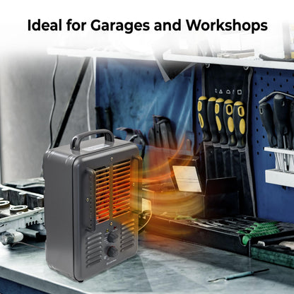 Comfort Zone Milkhouse Style Utility Space Heater with Adjustable Thermostat, Electric, Portable, 3-Prong Plug, Overheat Protection, & Tip-Over Switch, Ideal for Garage or Workshop, 1,500W, CZ798GR3