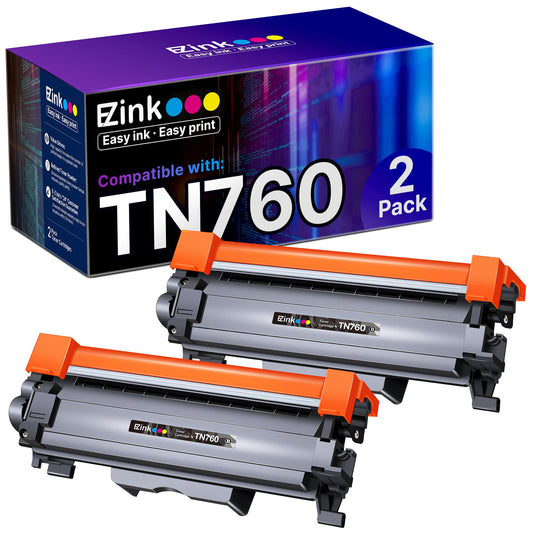 E-Z Ink TN760 Compatible Toner Cartridges Replacement for Brother TN-760 TN730 TN-730 to Use with MFC-L2710DW MFC-L2750DW HL-L2350DW HL-L2370DW HL-L2395DW HL-L2390DW DCP-L2550DW (Black, 2 Pack)