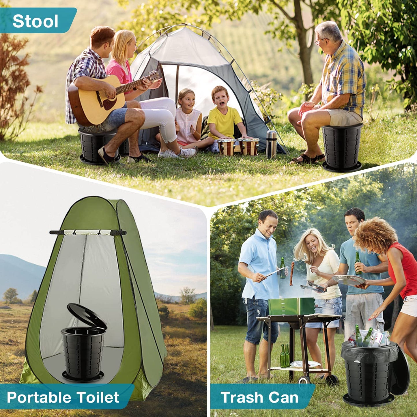 TRIPTIPS Upgrade Retractable Portable Toilet Travel Toilet Adjustable Height Camping Toilet Portable Potty for Adults Kids, Foldable Portable Toilet for Camping/Car