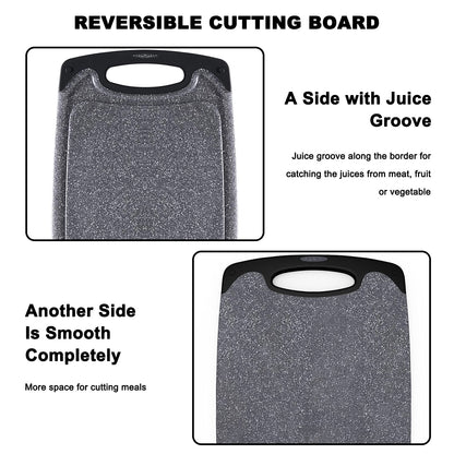 Cutting Boards for Kitchen, Large-Small Cutting Board Set of 3, Dishwasher Safe, Juice Groove, Easy Grip Handle, Non-Slip Rubber Cutting Board