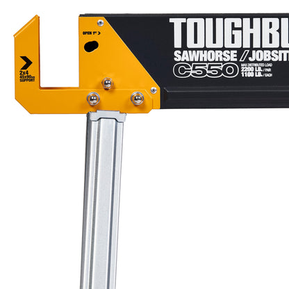 ToughBuilt - Folding Sawhorse/Jobsite Table - Sturdy, Durable, Lightweight, Heavy-Duty, 100% High Grade Steel, 41.5-Inch Easy Carry Handle - (TB-C550)